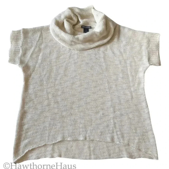 CHEALSEA & THEODORE Oversized Cowl Neck Sweater Top Size S Half Sleeve Ivory - Picture 2 of 5